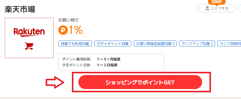 ポイントタウン経由で楽天市場を利用してポイントを獲得する手順