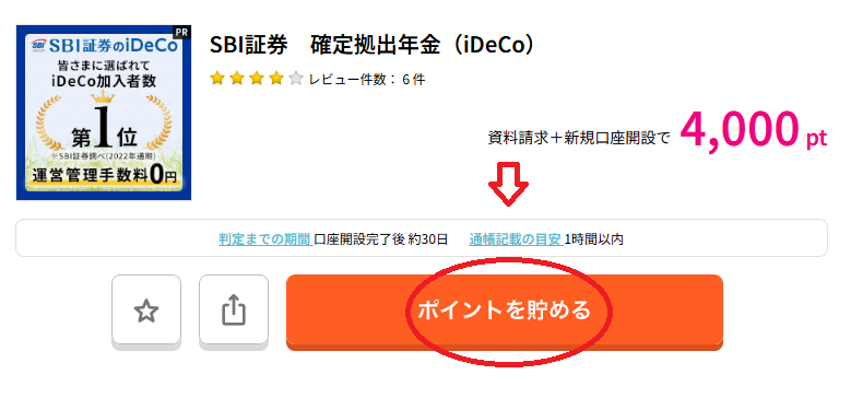 「SBI証券　確定拠出年金（iDeCo）」の案件ページ